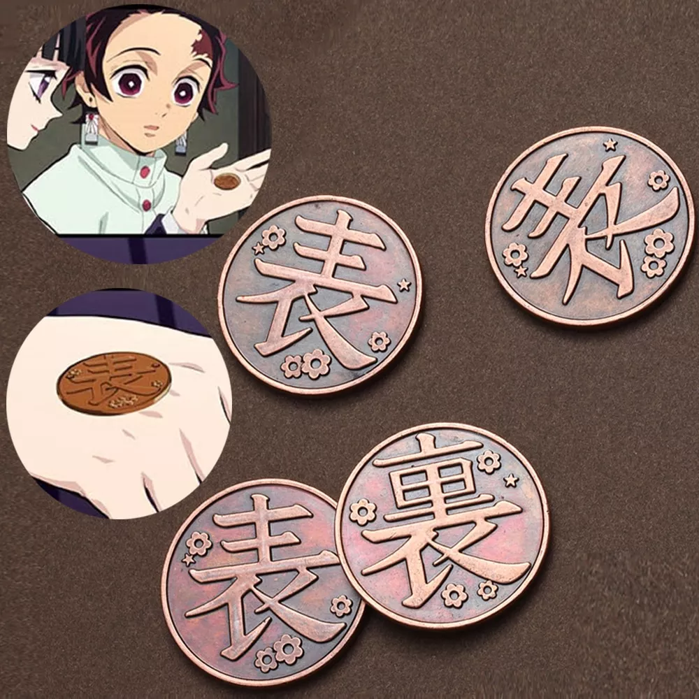 Moeda Anime demon slayer moeda cosplay kimetsu no yaiba tsuyuri kanawo kochou shinobu coletar liga de metal moedas tokens coleção adereços