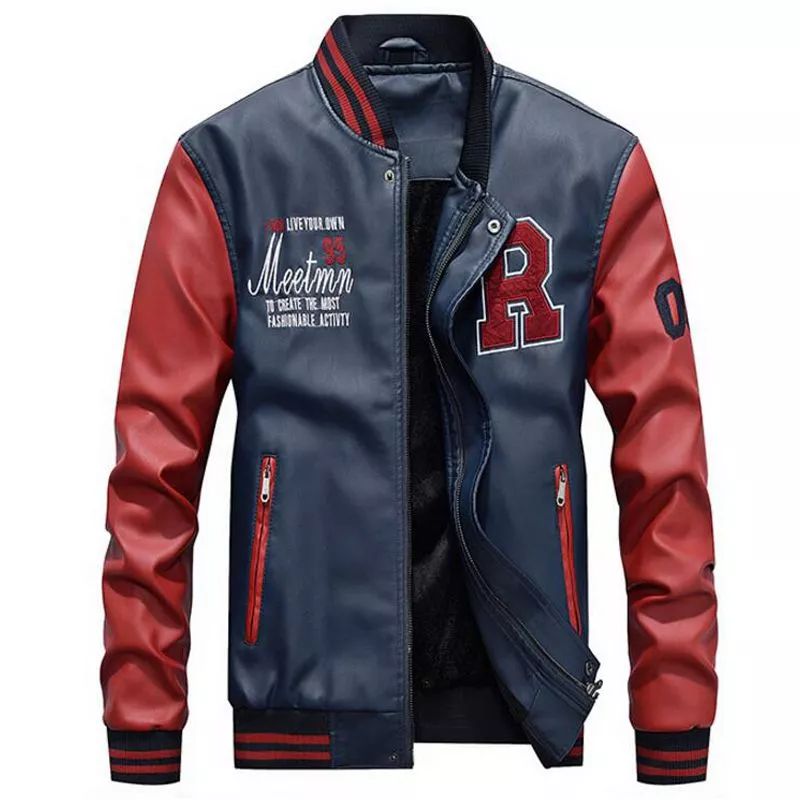 Moletom Bordado Homens Jaquetas De Beisebol Vermelho