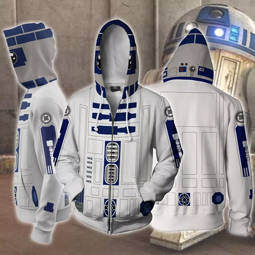 Moletom Star Wars R2-D2 robô hoodies robot sweatshirts R2-D2 cosplay traje zíper masculino feminino topo