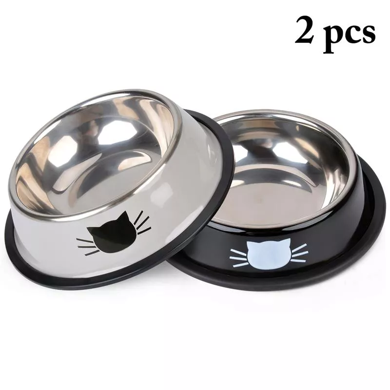 New Pet Product Dog Cat Food Bowls Stainless Steel Anti-skid Dogs Cats Water Bowl Pets Drinking Feeding Bowls Tools Supplies B10