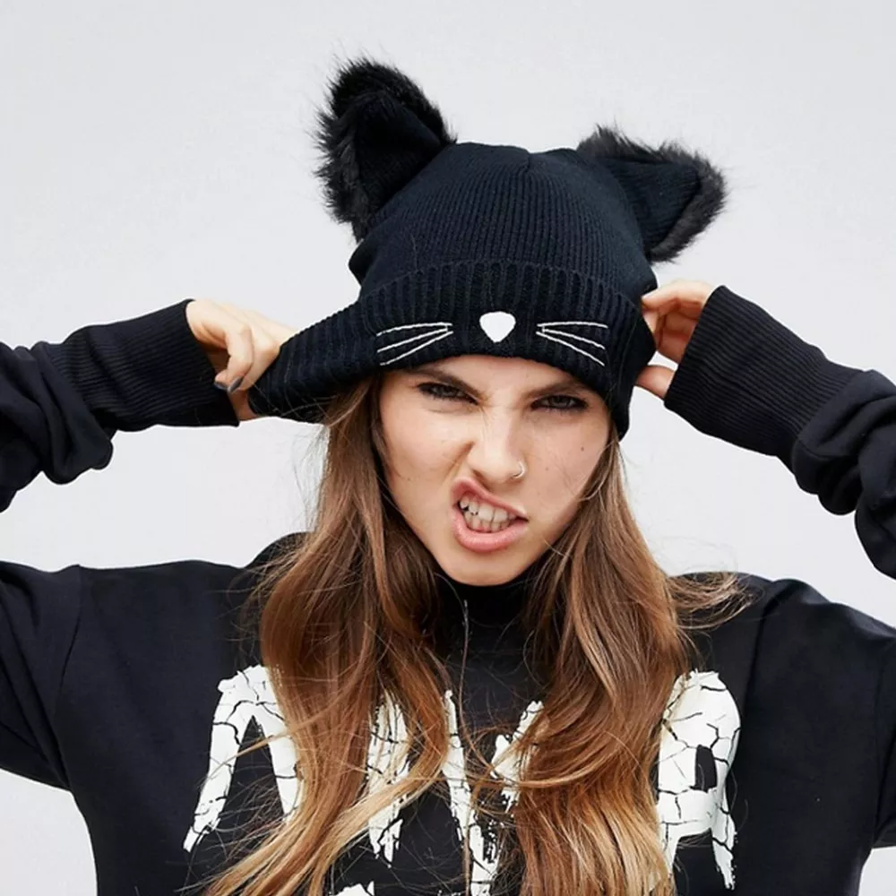 nova moda chapeu de gato orelhas verdadeira cor casual beanies masculino Brinco K-Pop Coreano Tipo Cone Pingente De Paz Aço Inoxidável Unisex Brinco Do Parafuso Prisioneiro Das Mulheres do Rock Hip Hop Do Punk Grunge clipe de orelha