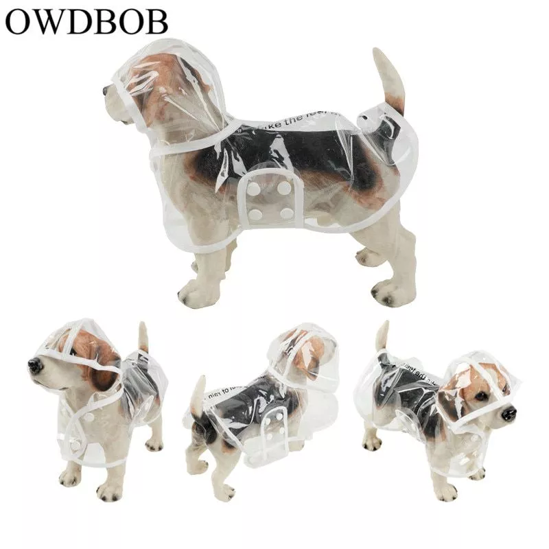 Owdbob 1pc à prova dwaterproof água capa de chuva do cão com capuz transparente pet cachorro cachorro capa de chuva roupas para cães pet suprimentos