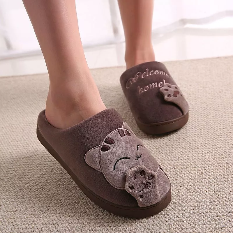 Pantufa Adulto  Gato Bem Vindo Marrom