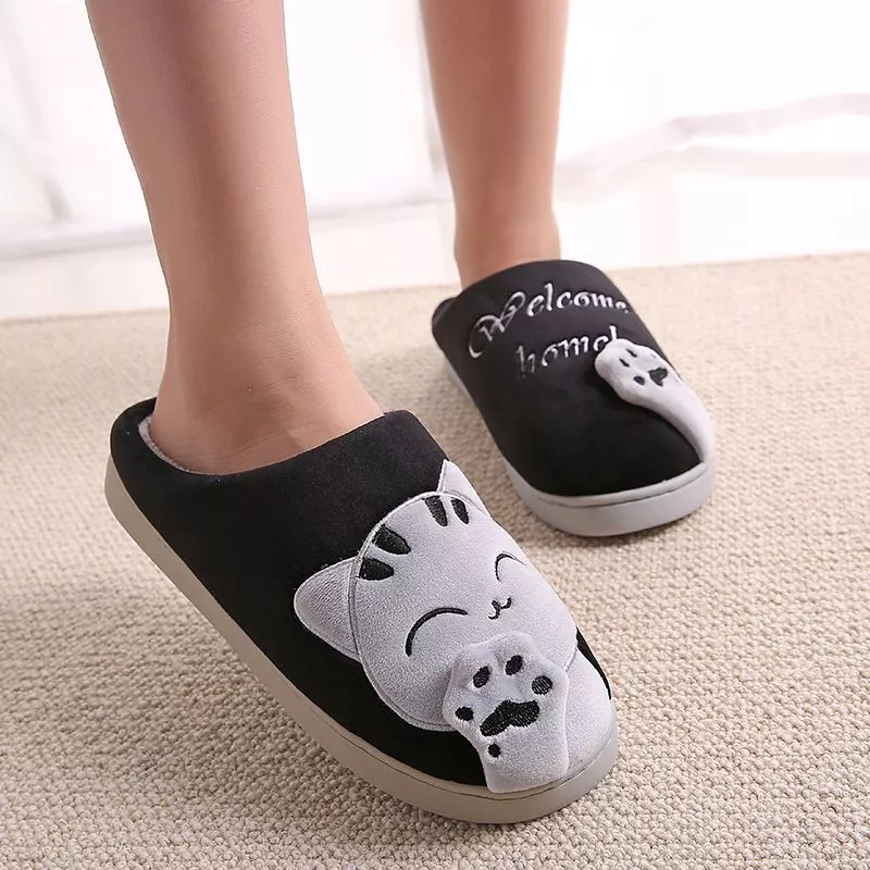 Pantufa Adulto  Gato Bem Vindo Rosa