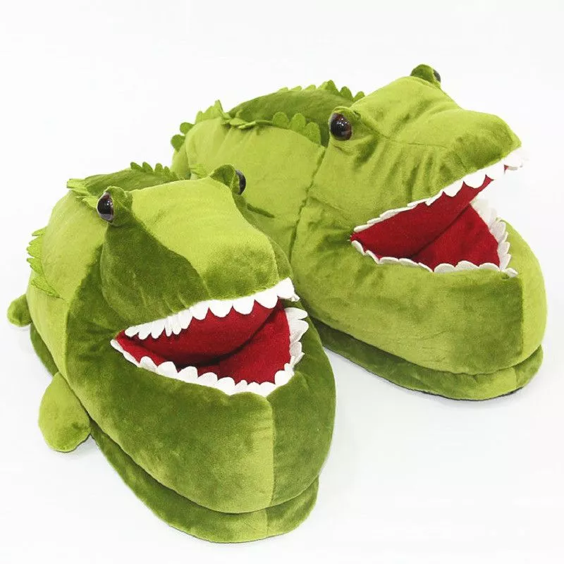 pantufa adulto jacare 1 Pantufa Jacaré Crocodilo mulher chinelos de inverno casa macio quente unisex sapatos de chão interior engraçado dos desenhos animados de pelúcia design de crocodilo de algodão-sapatos acolchoados