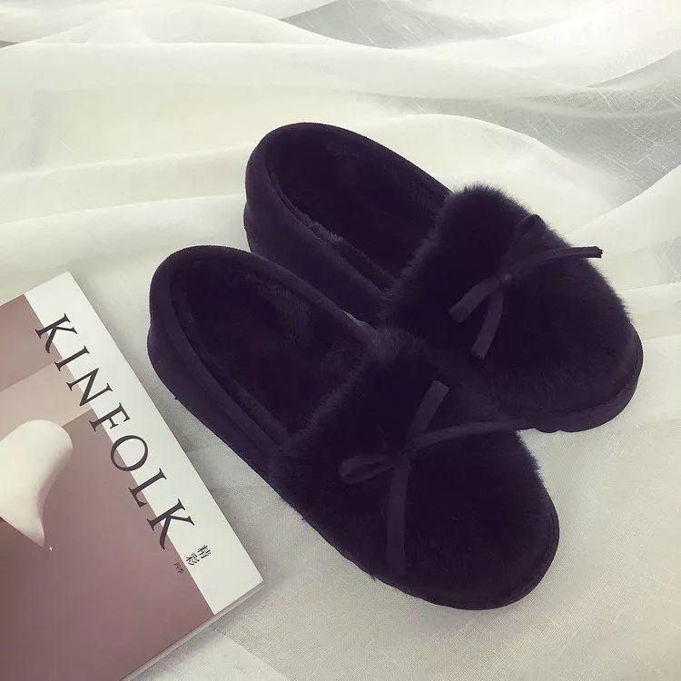 Pantufa Adulto  Pelúcia Interior Chinelos Quentes de Algodão Preto