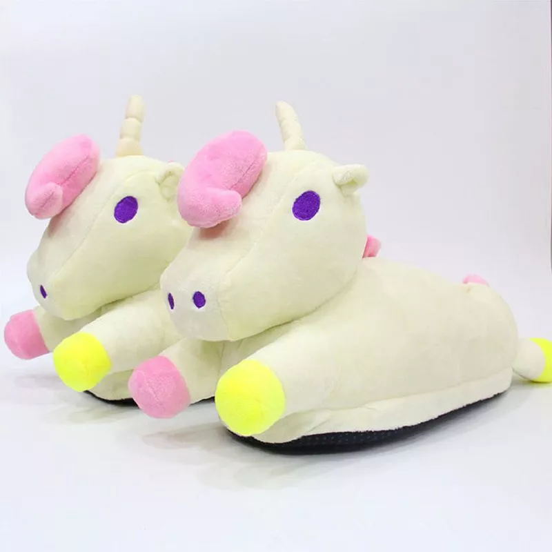 Pantufa Adulto Unicórnio Branco Fechado