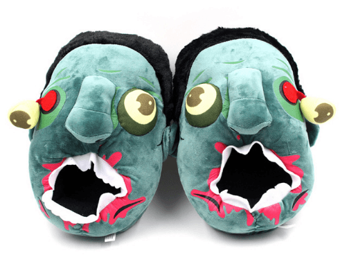 pantufa adulto zumbi zombie Chinelos espessos de algodão para mulheres, chinelos espessos de cor sólida para o chão quente de mulheres, cores pastelaria para o inverno