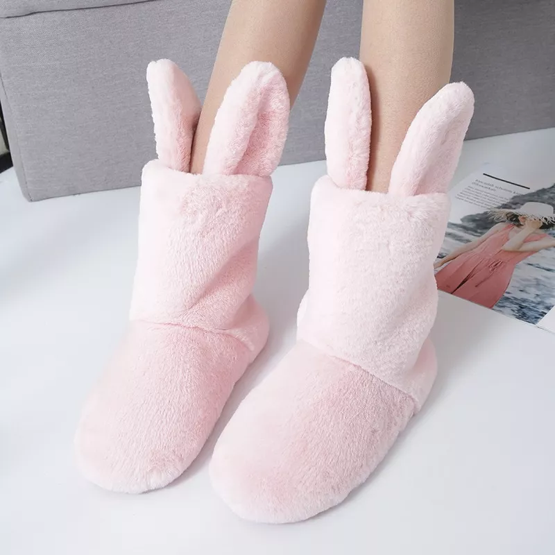 Pantufa Botas quentes de pelúcia inverno mulheres pijamas cosplay sapatos de fantasia chinelos de coelho casa indoor botas mulher dos desenhos animados sapatos femininos