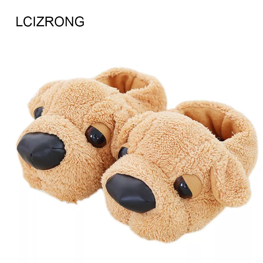 Pantufa Cachorro Mulheres anime dos desenhos animados do cão chinelos amantes quente indoor mulher chinelos sapatos de pelúcia menina casa pantufas casa senhoras chinelos crianças
