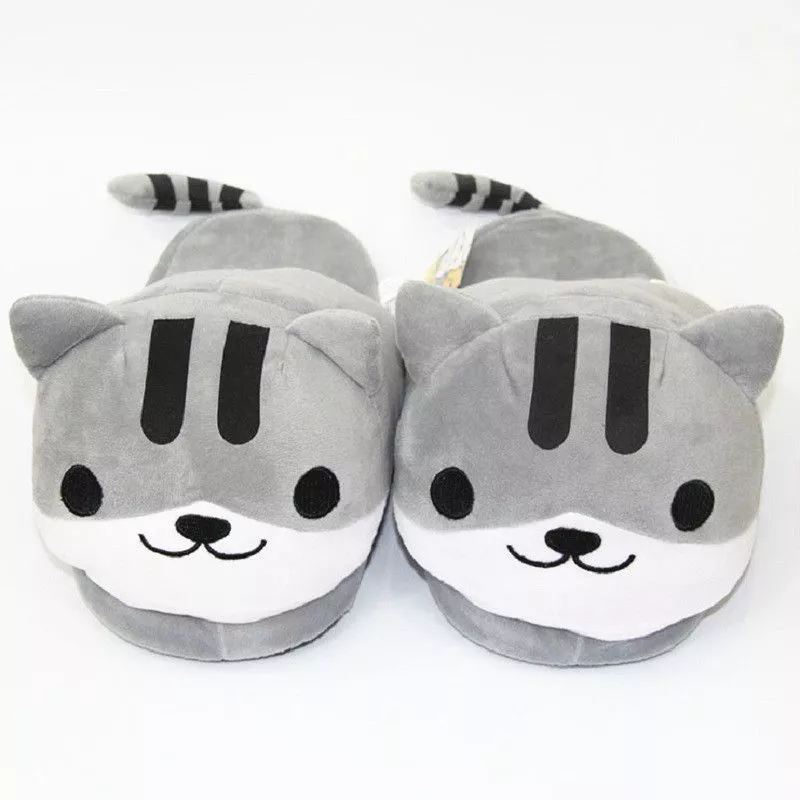 Pantufa Chinelo Adulto Gatinho Cinza Tamanho Único
