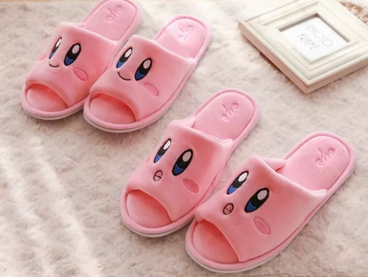 Pantufa chinelo Kirby dos desenhos animados inverno interior chinelos coleção bonecas brinquedos recheados sapatos de boneca presente para crianças #1322