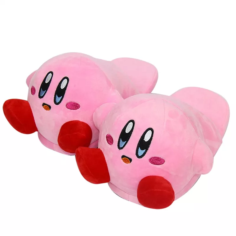 pantufa chinelo kirby super smash bros 29cm brinquedo de pelucia kirby Touca Kirby elástico dos desenhos animados boné inverno manter quente bordado chapéu de malha brinquedos de pelúcia para crianças presente aniversário da menina