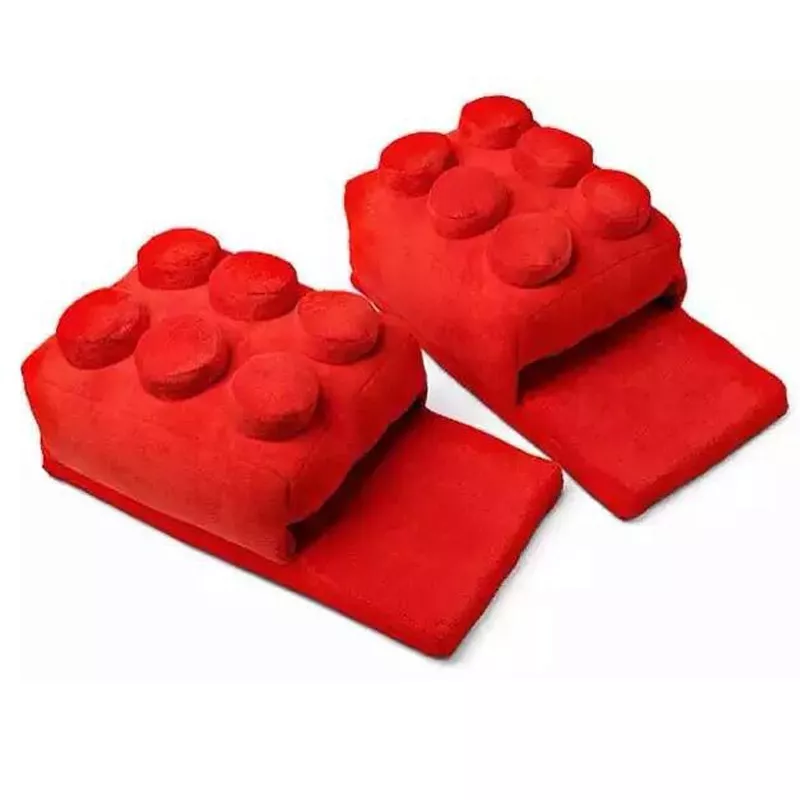 Pantufa chinelo Lego Inverno dos desenhos animados criativo casa quente chinelos para homens feminino engraçado macio blocos de construção masculino indoor chinelo sapatos para unisex