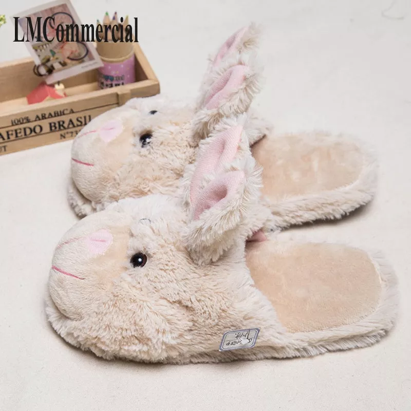 Pantufa chinelo Novo inverno das mulheres dos homens casa chinelos de algodão bonito dos desenhos animados sapatos de coelho indoor chinelos de inverno personalizado casa sapatos