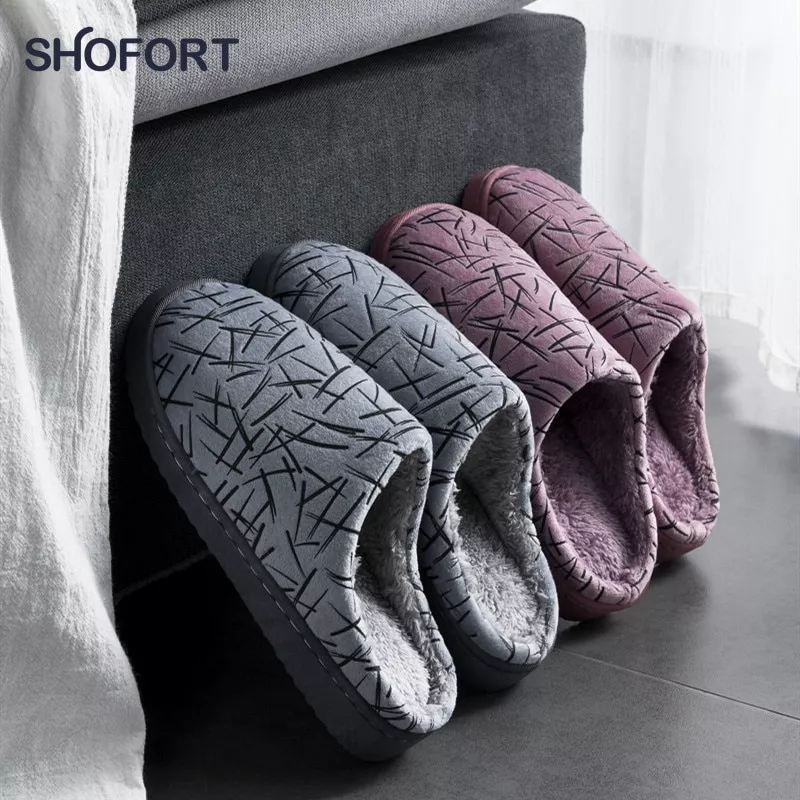 Pantufa chinelo tradicional Shofort feminino chinelos de algodão macio quente em casa chinelos de inverno cozy sole non-slip bottom masculino sapatos femininos interior