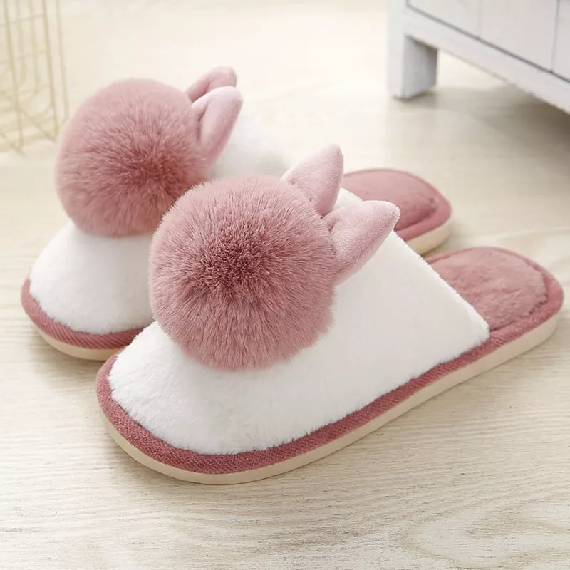 pantufa chinelos femininos com pele adoravel coelho de pelucia casa Pantufa Moda feminina chinelos de inverno quente pele slides das senhoras dos homens meninos meninas casa sapatos salto plano casa interior quarto zapatilla mujer