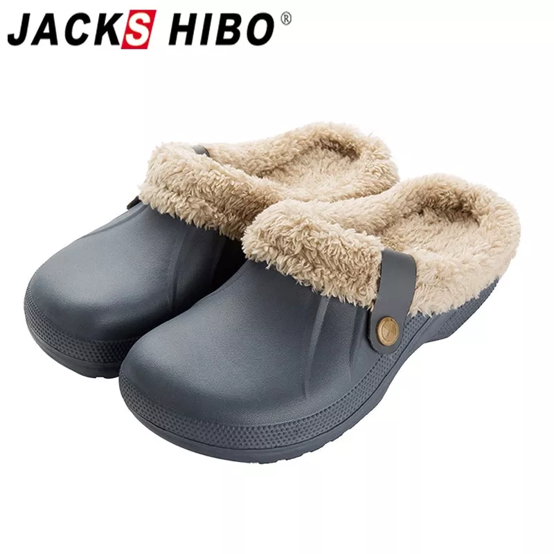 pantufa chinelos masculinos de couro de alta qualidade de pu para Pantufa chinelos masculinos de couro, de alta qualidade, de pu, para inverno, de pelúcia, curto, salto plano, quente, para área interna