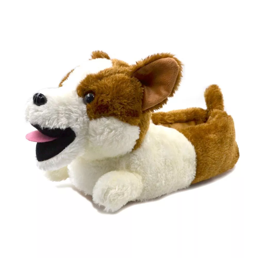 Pantufa Corgi Millffy Clássico de pelúcia Chinelos Chinelos de Animais de Pelúcia Do Cão Marrom e branco Calçados Traje