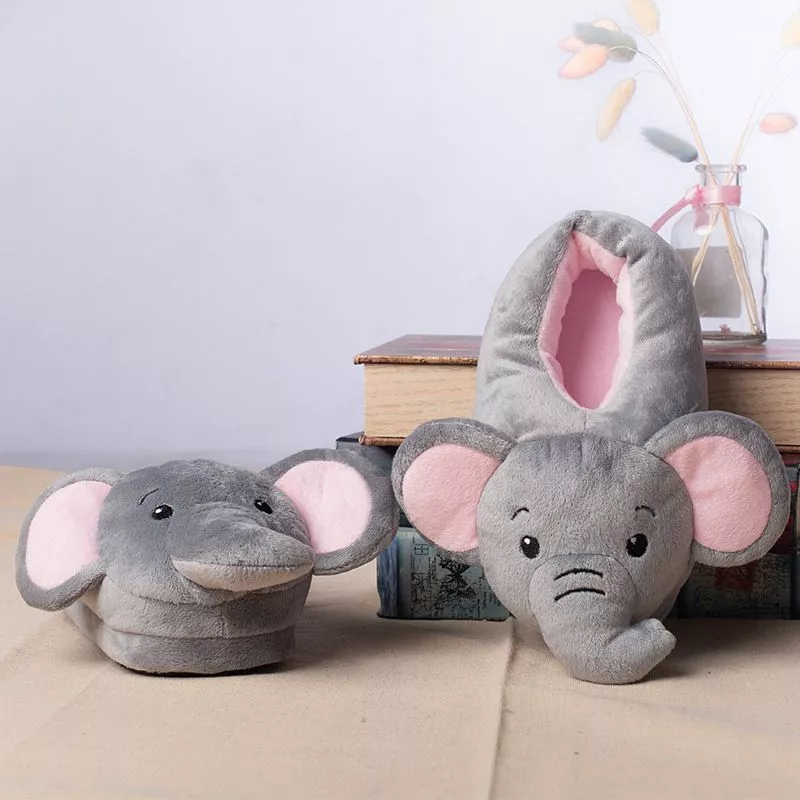 pantufa elefante engracado dos desenhos animados chinelos de pelucia criancas Pantufa raposa Casa chinelos pantoffels mulheres homens chinelos de algodão interior sapatos amantes do inverno saco com fundo grosso casa sapatos