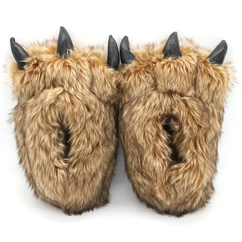 pantufa garra de urso de algodao chinelos quentes interior de inverno das Pantufa Garra de Urso de Algodão Chinelos Quentes Interior de Inverno das mulheres das Mulheres De Pele Escorregas Senhoras Bonito Animal De Pelúcia Sapatos Femininos De Pele flip Flops