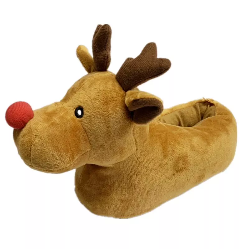 Pantufa Natal Rena sapatos femininos bonitos chinelos anti-skid casa indoor natal 3d animal rena chinelos peludos zapatos de mujer