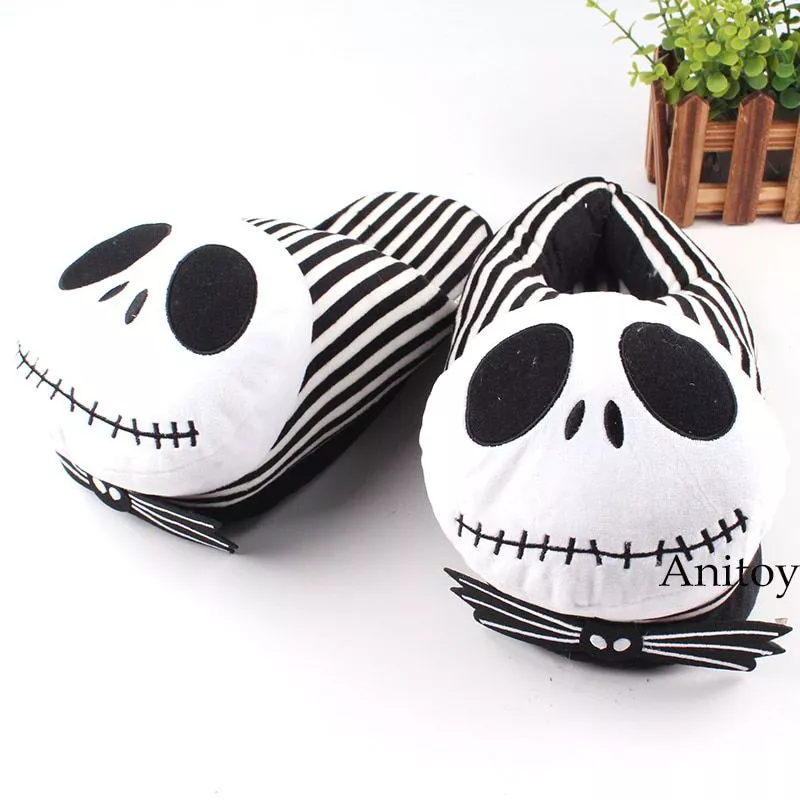 Pantufa O pesadelo antes do natal jack skellington sapatos de pelúcia casa chinelos de inverno para as mulheres homens brinquedos de pelúcia 28cm
