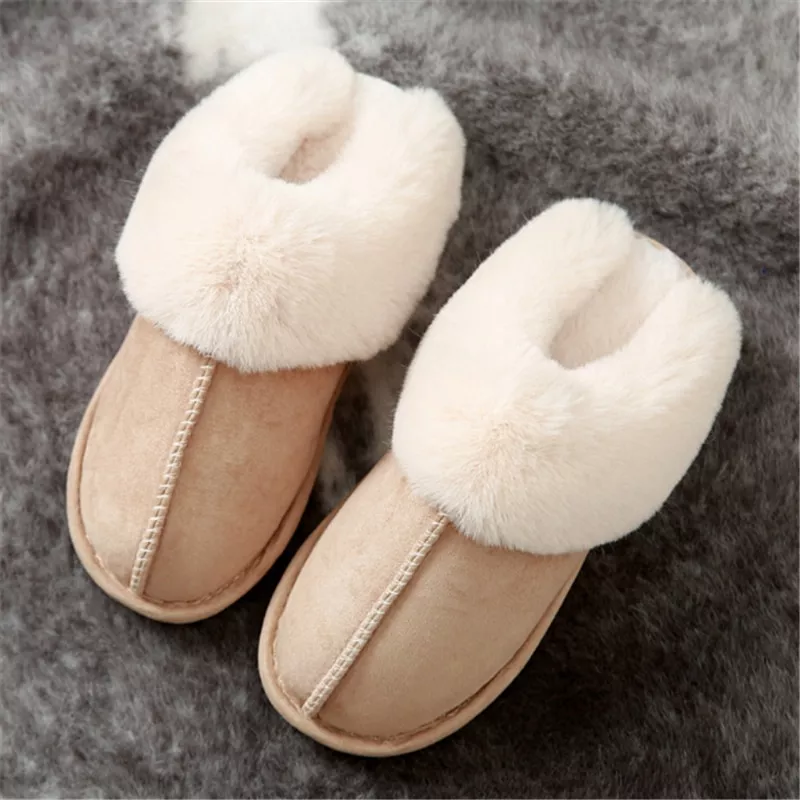 Pantufa pelúcia quente casa plana chinelos de pouco peso macio confortável inverno chinelos de algodão das mulheres chinelos de pelúcia interior