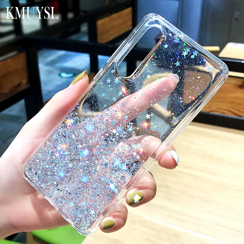 para redmi nota 8 pro glitter lantejoulas caso para xiaomi mi 10 a3 a2 8 9 Capinha celular case Anti queda caso do telefone na para xiaomi poco f2 x2 m2 pro caso redmi 9 9a 9c 8 8a nota 7 8 9 à prova de choque transparente capa de silicone