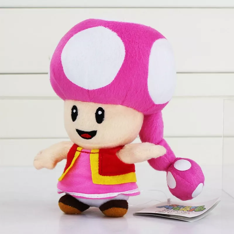 Pelúcia 17cm super mario brinquedo de pelúcia toadette sapo menina cogumelo recheado boneca para crianças