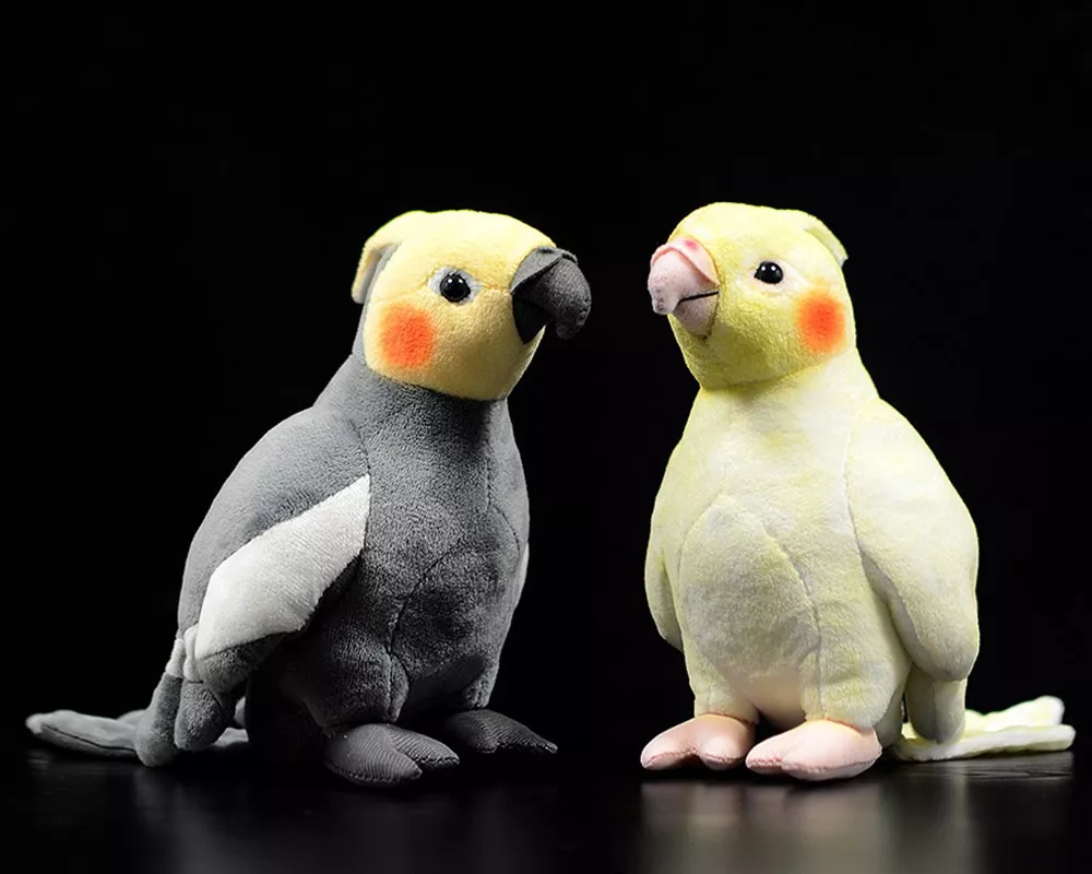 Pelúcia 18cm pequena vida real amarelo cockatiel brinquedos de pelúcia papagaio extra macio pássaros de pelúcia brinquedo animal presentes de natal para crianças