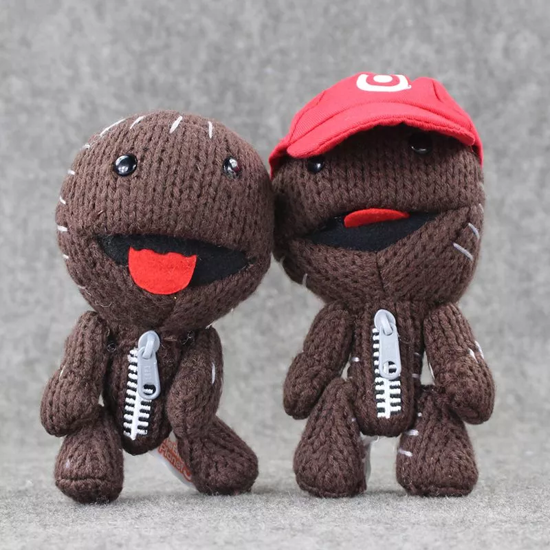 pelucia 2 pecas littlebigplanet sackboy sackgirl 9cm Bolsa 29cm saco de pelúcia brinquedo grande capacidade mochila kuromied lolied shouder saco boneca adorável pingente bolsa brinquedo presente da namorada