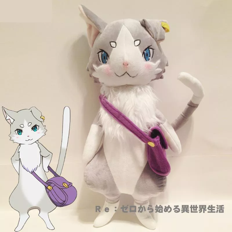 pelucia 25cm rezero puck paku hajimeru kara isekai seikatsu natsuki subaru Gato maca colher de aço inoxidável metal pooper scoopers animais de estimação areia areia pá pet merda artefato cães pá pet cleanning ferramenta