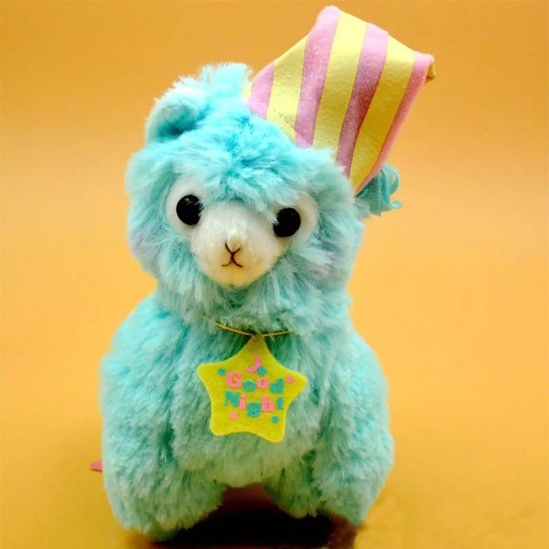 Pelúcia Alpaca Colorida Pijamas Azul 17cm