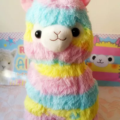 pelucia animal arco iris rainbow alpaca 35cm Action Figure Cofre Home Alien Boov Oh 14cm