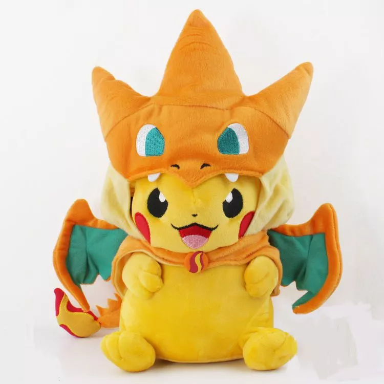 Pelúcia Anime Pokemon Pikachu XY Charizard Pikazard  Sorrindo 25cm