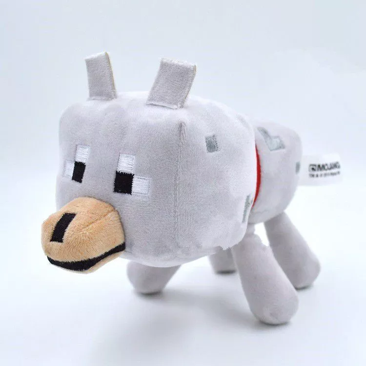 Pelúcia Cosplay Minecraft Lobo Wolf 22cm