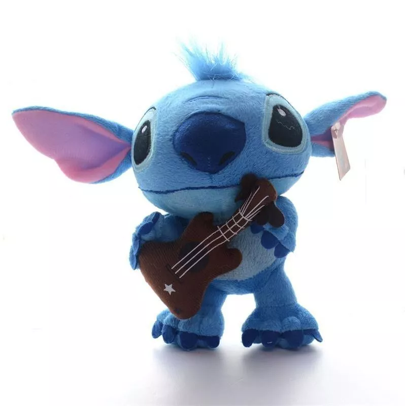 pelucia disney lilo stitch com guitarra 18cm Pelúcia Disney Lilo & Stitch Bateria 18cm