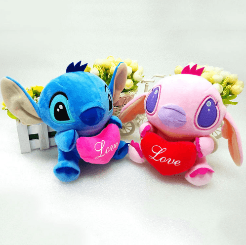 pelucia disney lilo stitch coracao love 20cm Pantufa Adulto I Love U Eu Amo Você