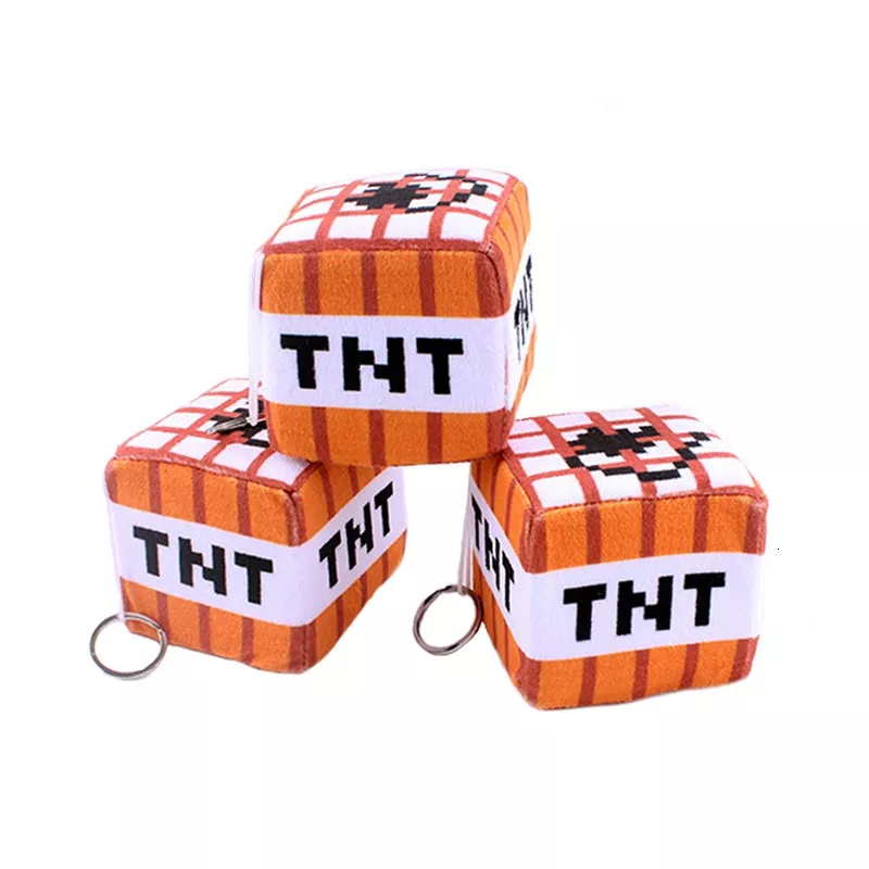 Pelúcia Minecraft TNT 10cm * 10cm brinquedos de pelúcia algodão enchido tnt chaveiro bomba para crianças presente dos desenhos animados pelúcia coleção atacado boneca