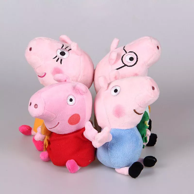 Pelúcia Peppa Pig + George + Pai + Mãe Long Jump Barato Alta Qualidade Lançamento 30cm