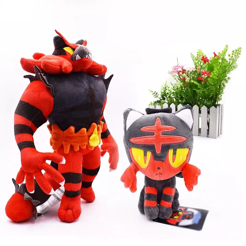 pelucia pokemon set 2pcs litten evolucao alola incineroar solgaleo alola sun moon Halloween decoração unicórnio esqueleto osso adereços festa bonito ossos ornamentos halloween mas horror adereços (bege)