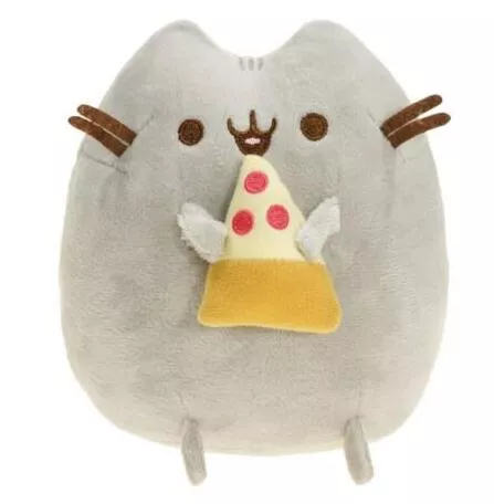 Pelúcia Pusheen Gato Facebook Pizza Cinza 25cm