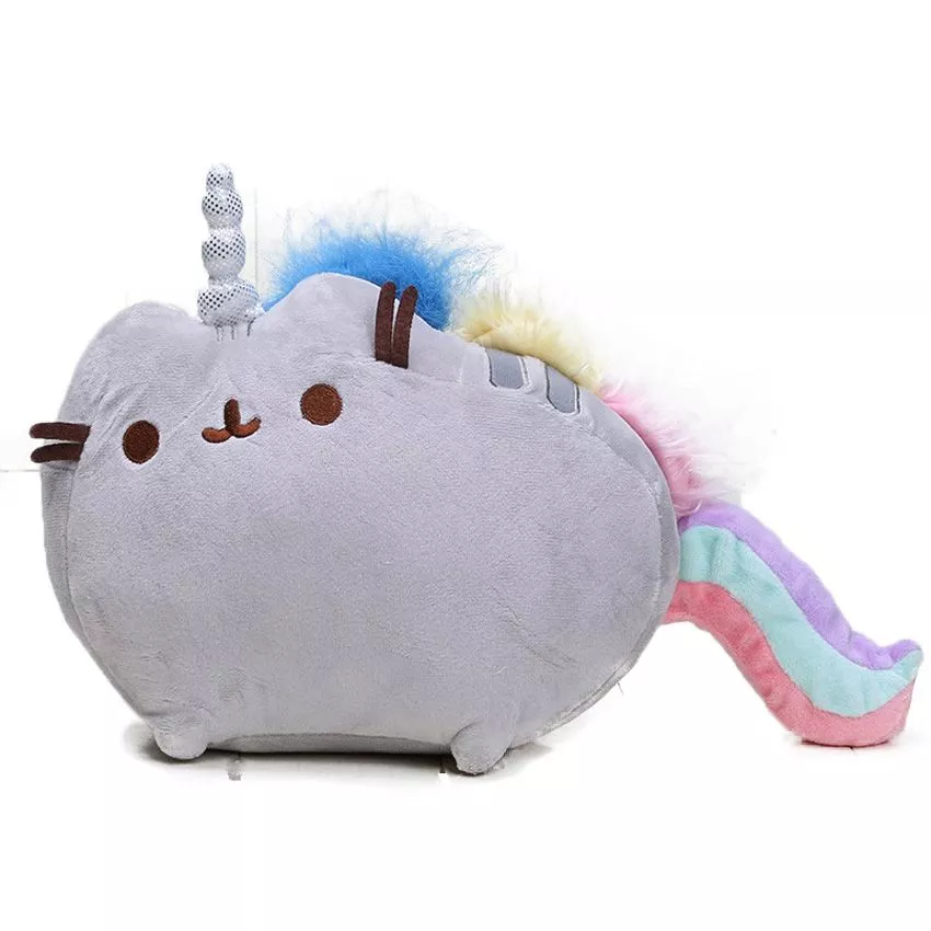 Pelúcia Pusheen Gato Facebook Rainbow Arco-Íris Cinza 25cm