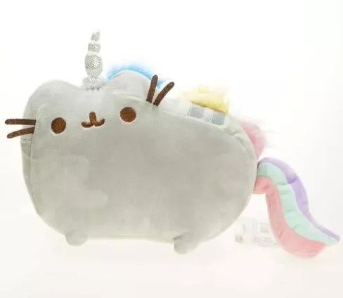 Pelúcia Pusheen Gato Facebook Rainbow Cinza 25cm