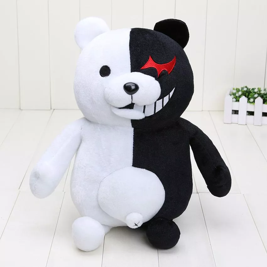 pelucia urso dangan ronpa super danganronpa 2 monokuma black white 25cm 1 Luminária Danganronpa led night light junko enoshima lâmpada para decoração hoom crianças presente da criança de acrílico mesa 3d lâmpada junko enoshima