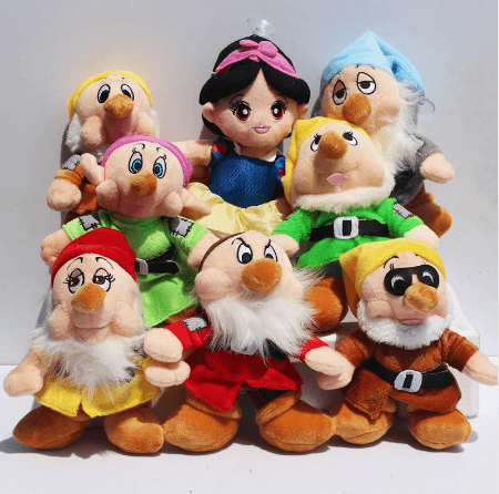 Pelúcias 8 peças Disney Branca de Neve e os Sete Anões 20cm