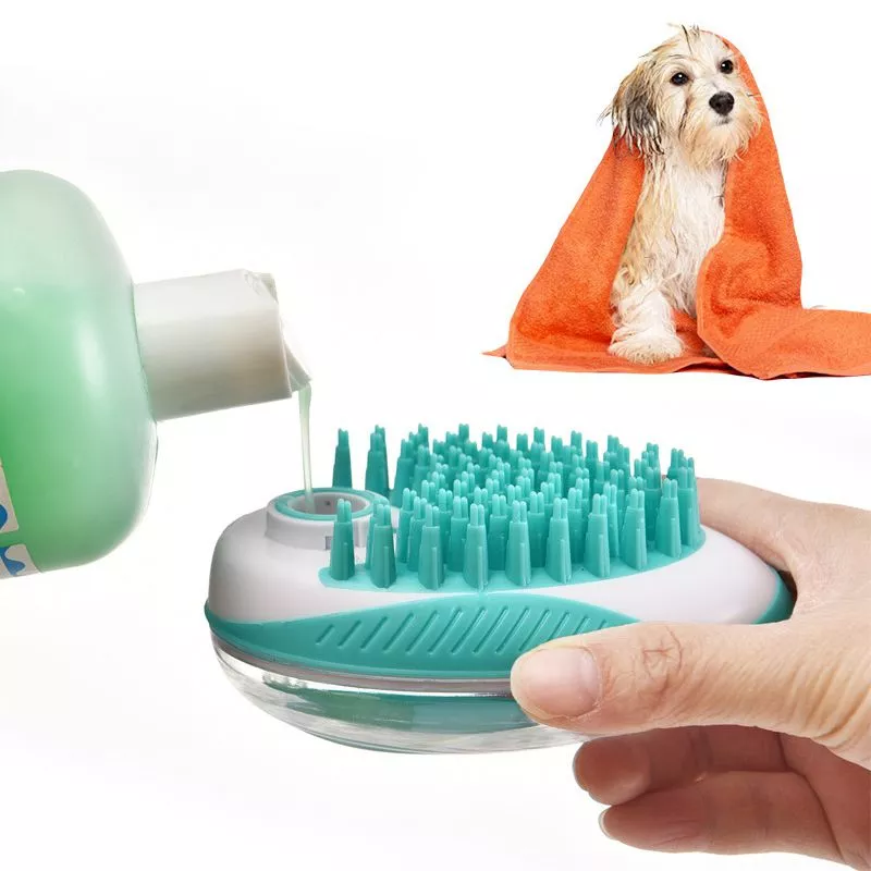 Pet Escova De Banho Cão Pente Pet Escova de Massagem SPA Chuveiro Cabelo Grooming Cães Gatos de Silicone Macio Cmob Cão Ferramenta De Limpeza suprimentos para animais de estimação
