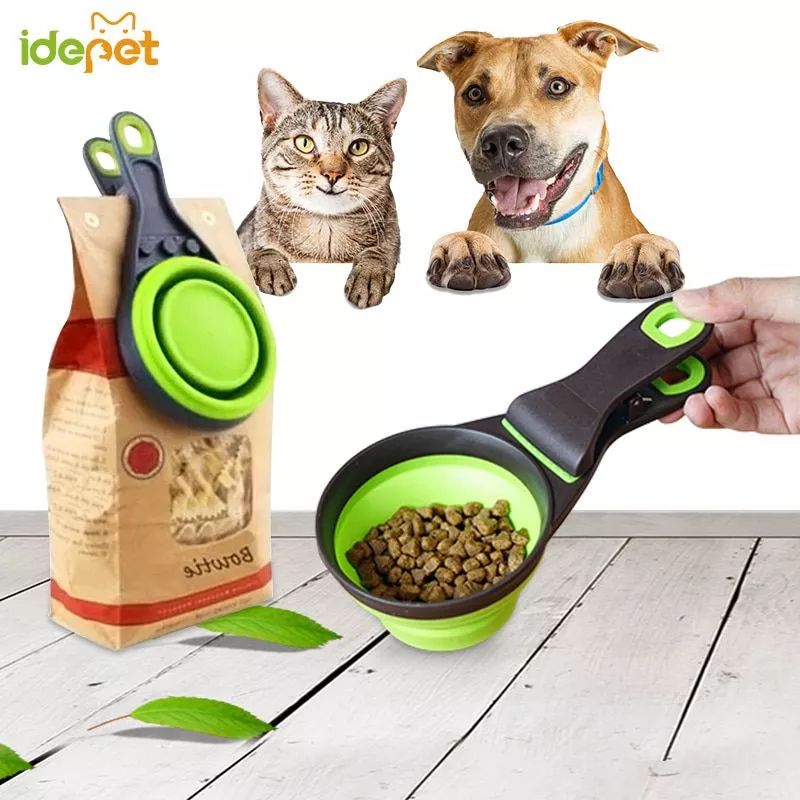 pet folded dog cat feeders bowl food scoop spoon sealing clipper food storage pet cat Pet Folded Dog Cat Feeders Bowl Food Scoop Spoon Sealing Clipper Food Storage Pet Cat Dog Supplies Collapsible Doggie Snack Cup