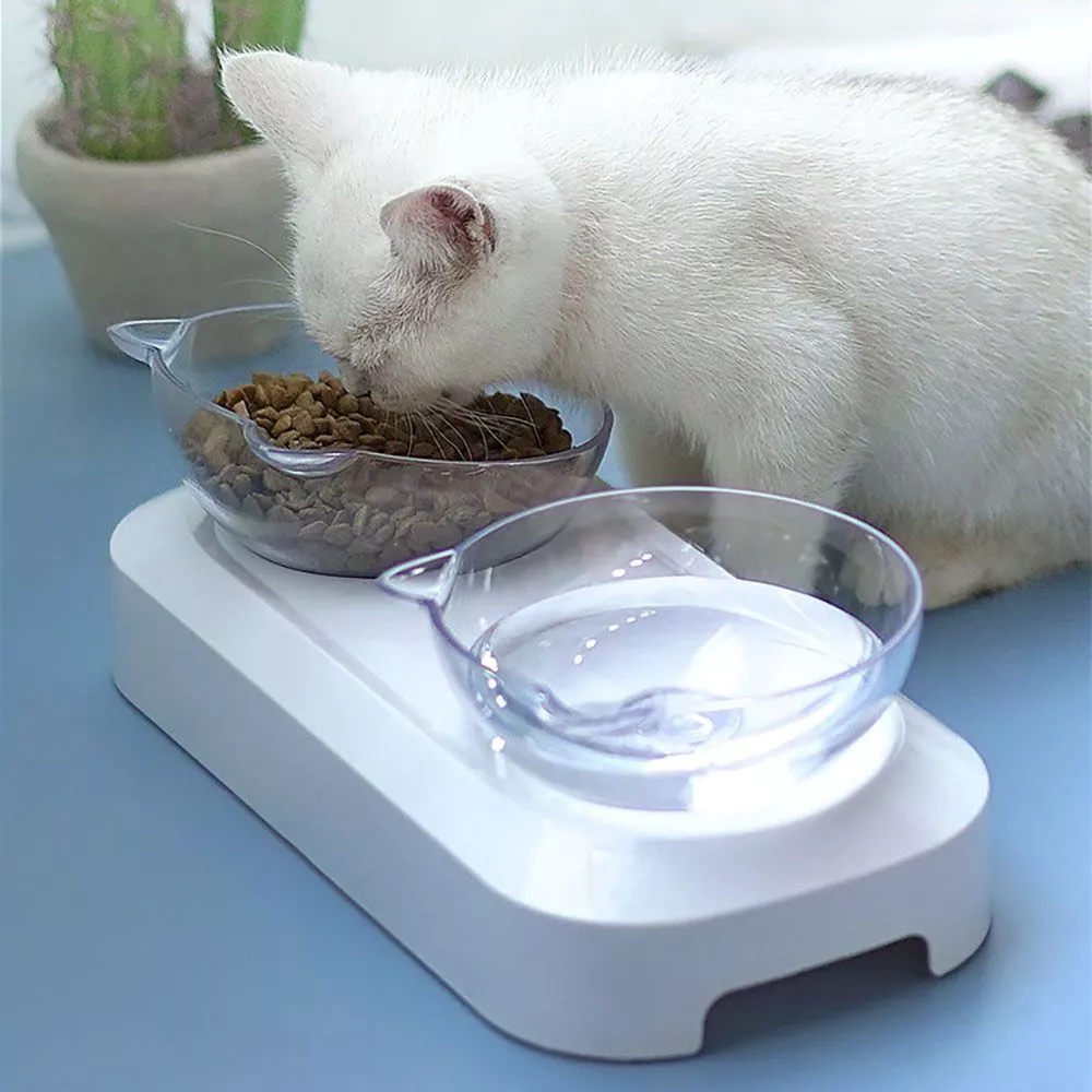 Pet Food Bowls Stand Cat Bowls Pet Water Bowl Cat Raised Elevated Perfect Adjustable Height Dual Angle Adjustable